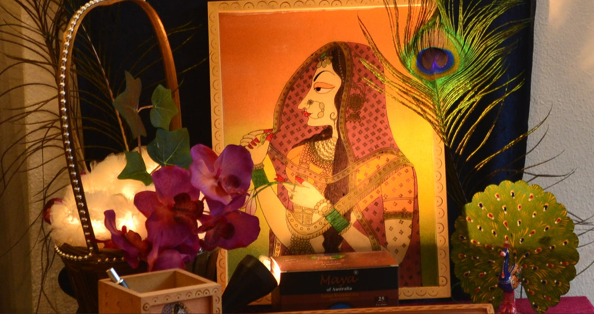 Tea Tray: Handmade Ethnic Gemstone Painted