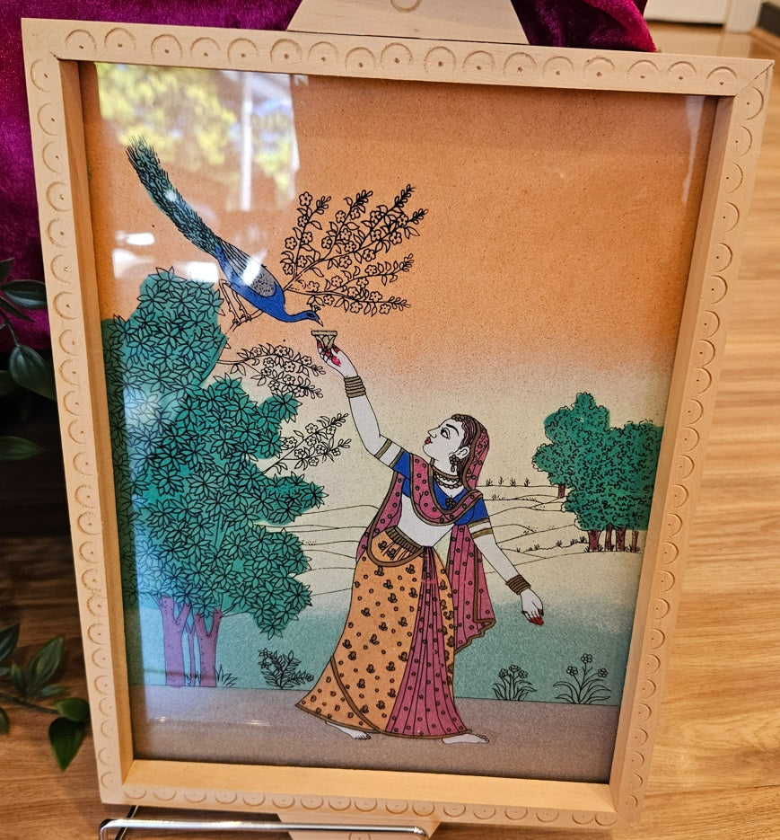 Tea Tray: Handmade Ethnic Gemstone Painted