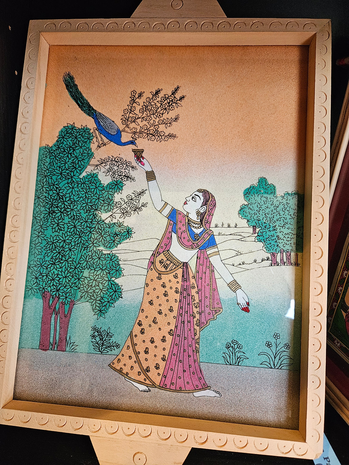 Tea Tray: Handmade Ethnic Gemstone Painted
